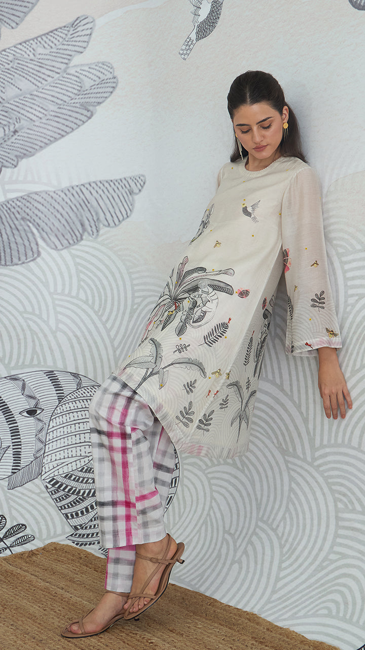 GREY MONEKY JUNGLE CHECK PANTS