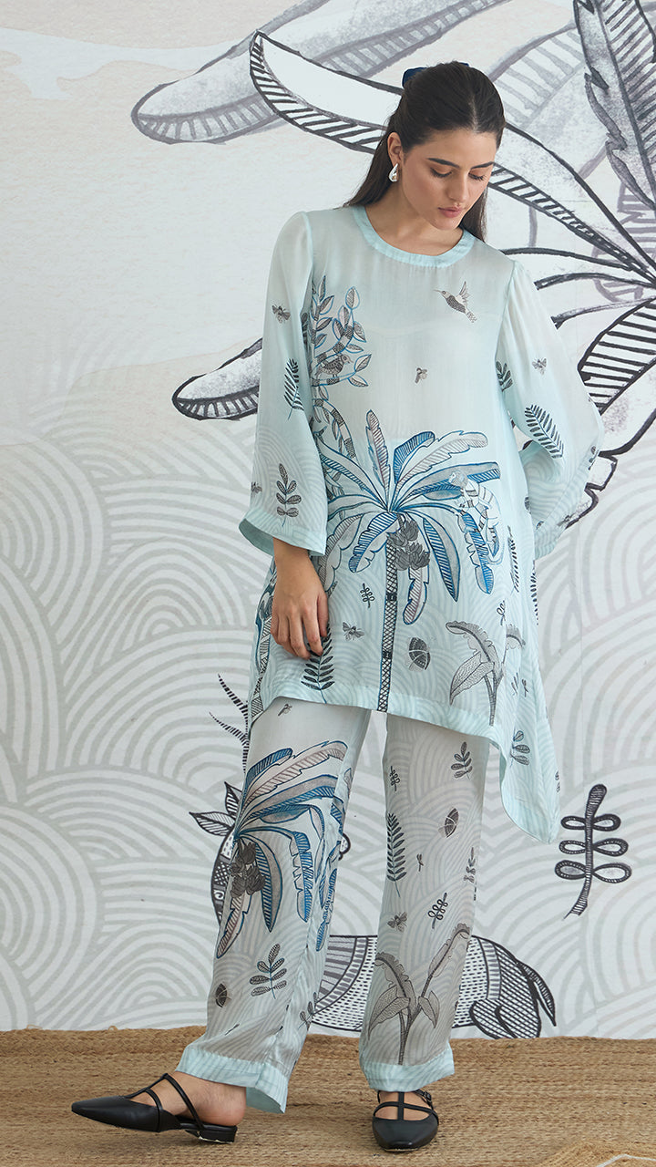 POWDER BLUE SATIN PANT