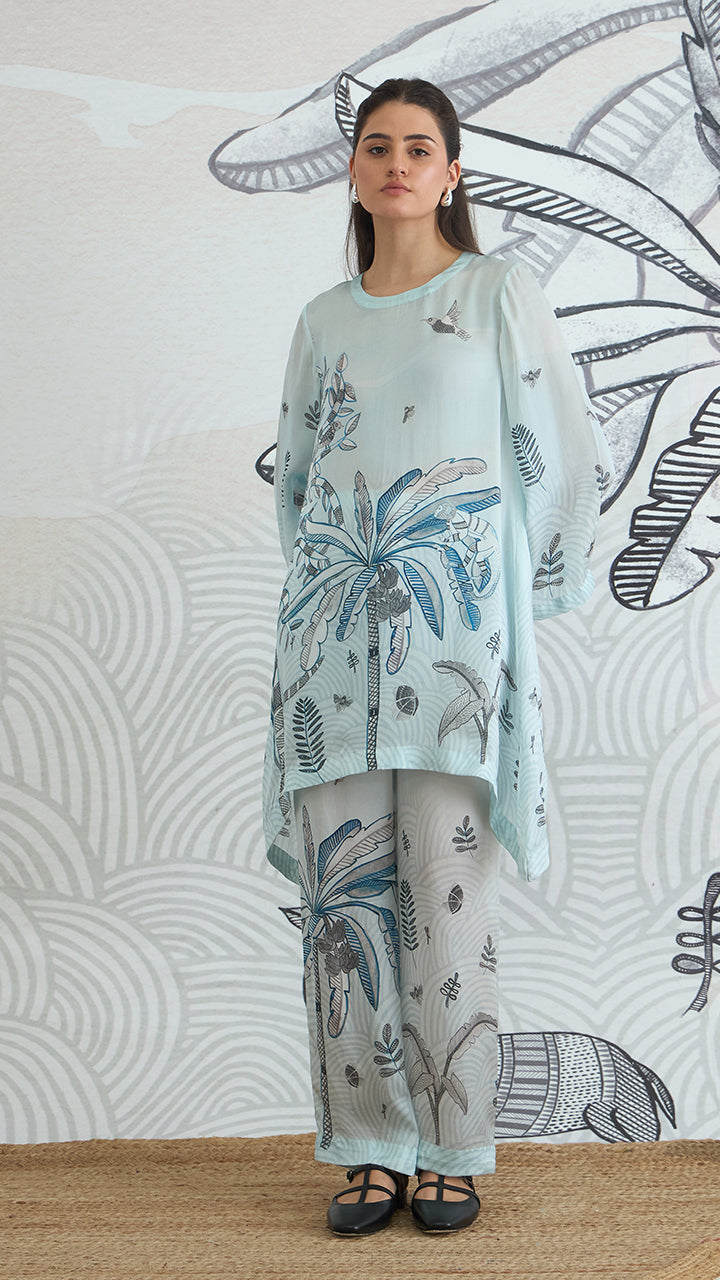 POWDER BLUE SATIN PANT