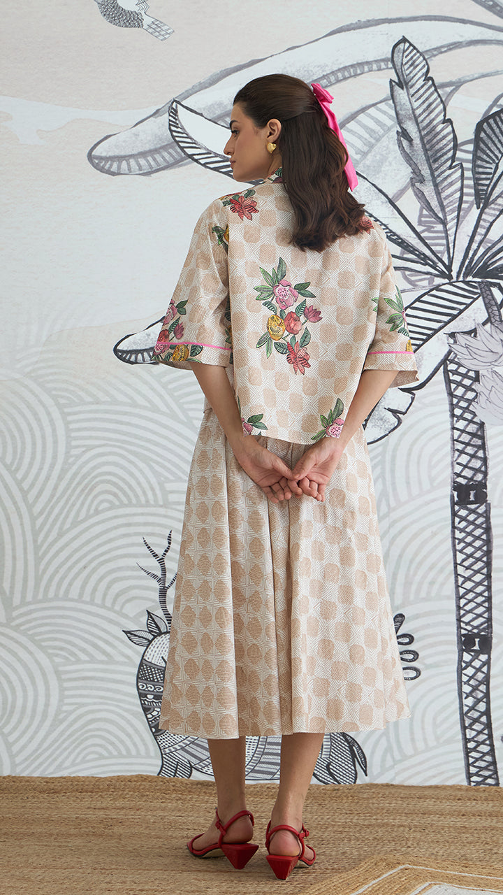 BEIGE CHECK SKIRT