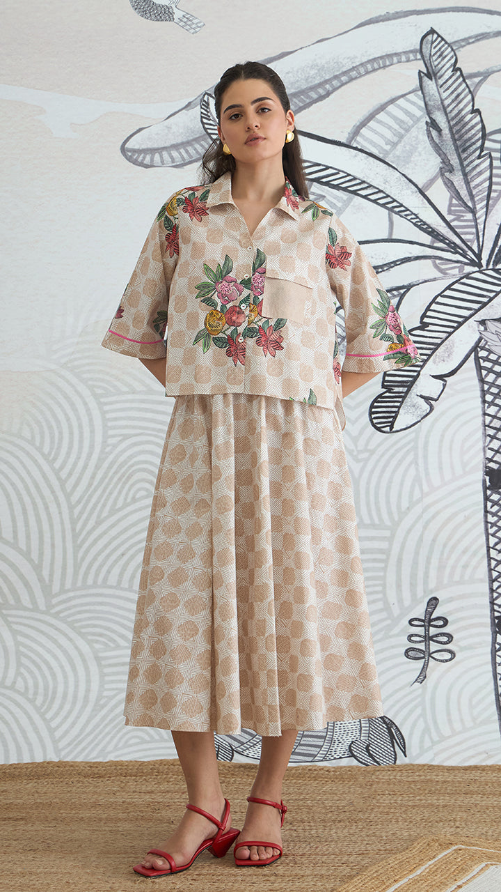 BEIGE CHECK SKIRT