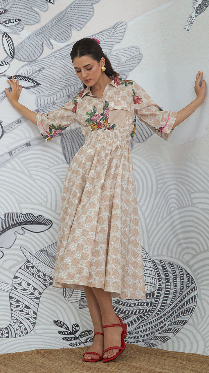 BEIGE CHECK SKIRT