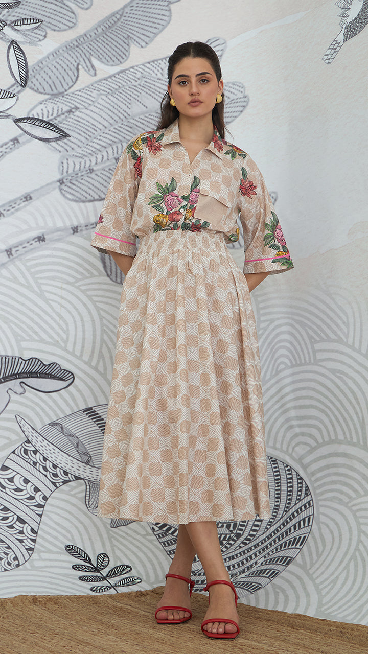 BEIGE CHECK SKIRT