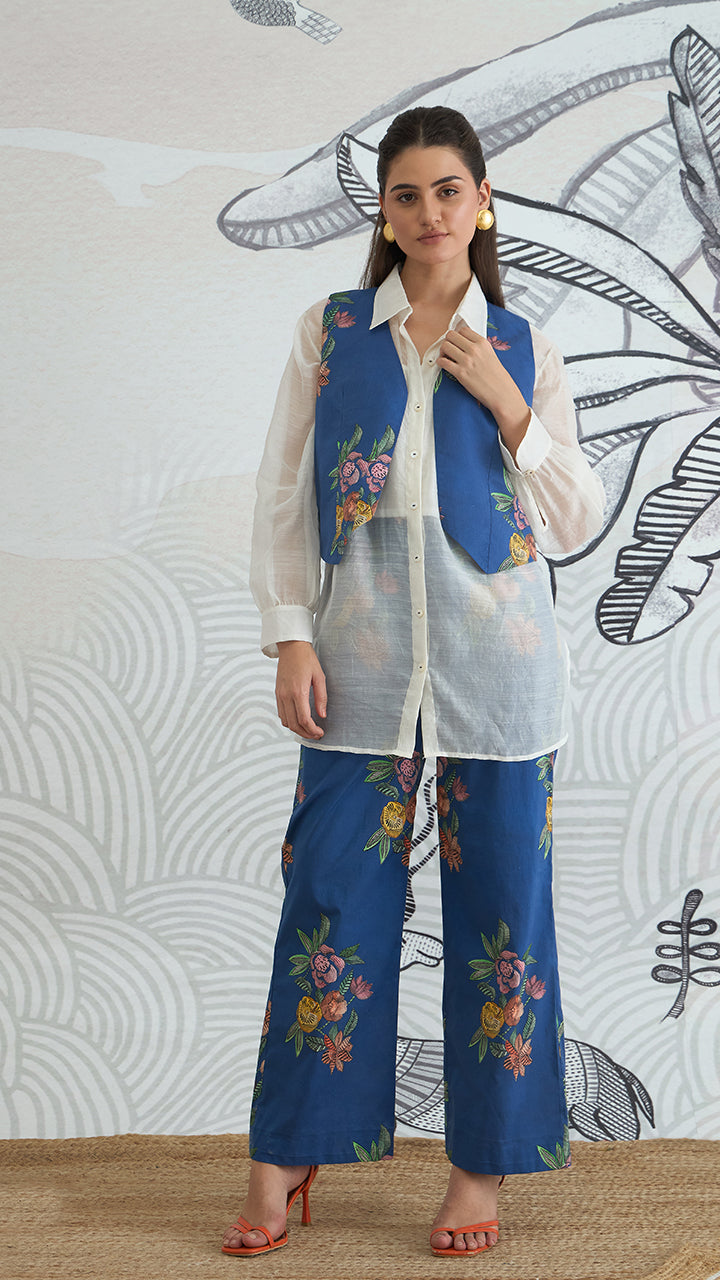 BLUE FLOWER WAISTCOAT