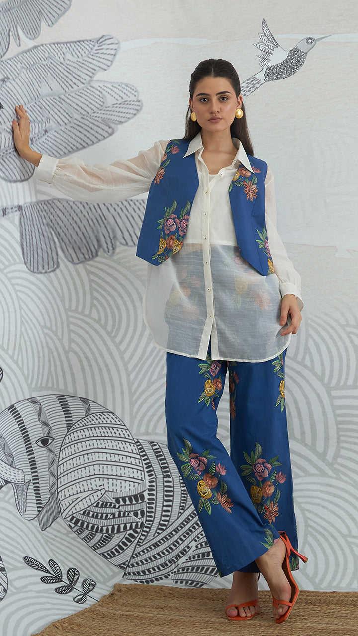 BLUE FLOWER WAISTCOAT