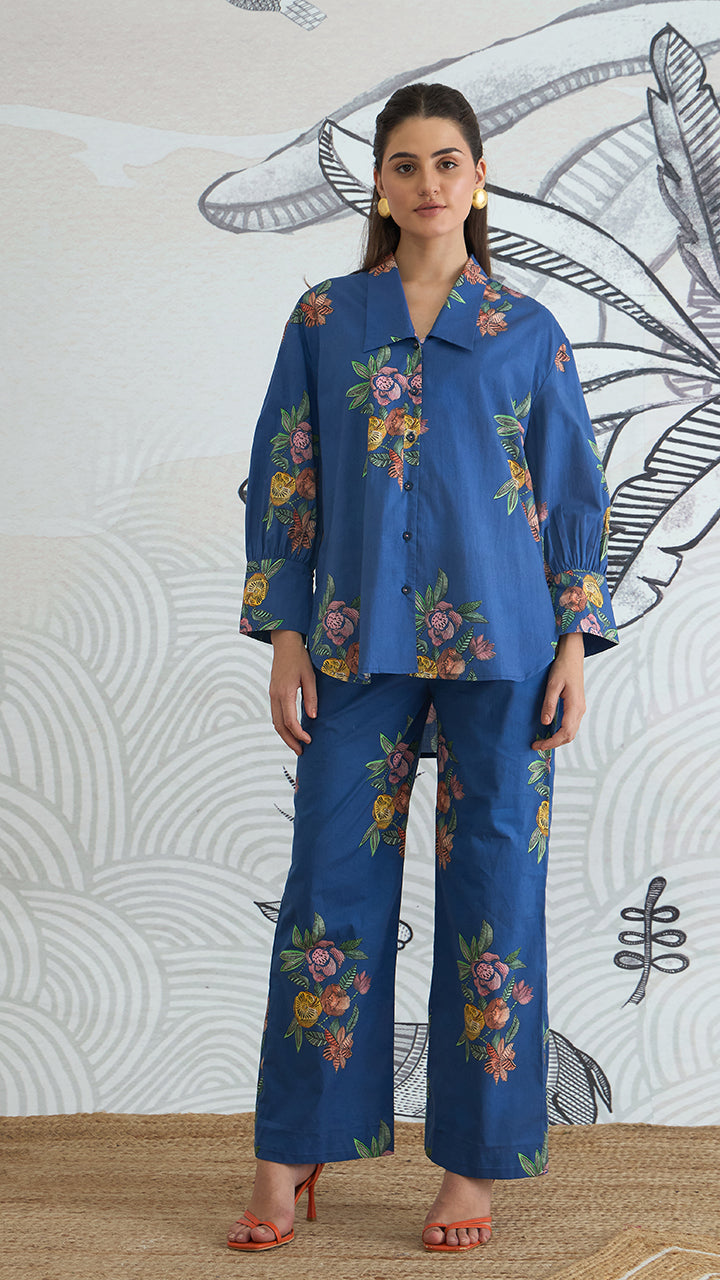 BLUE FLOWER PANTS
