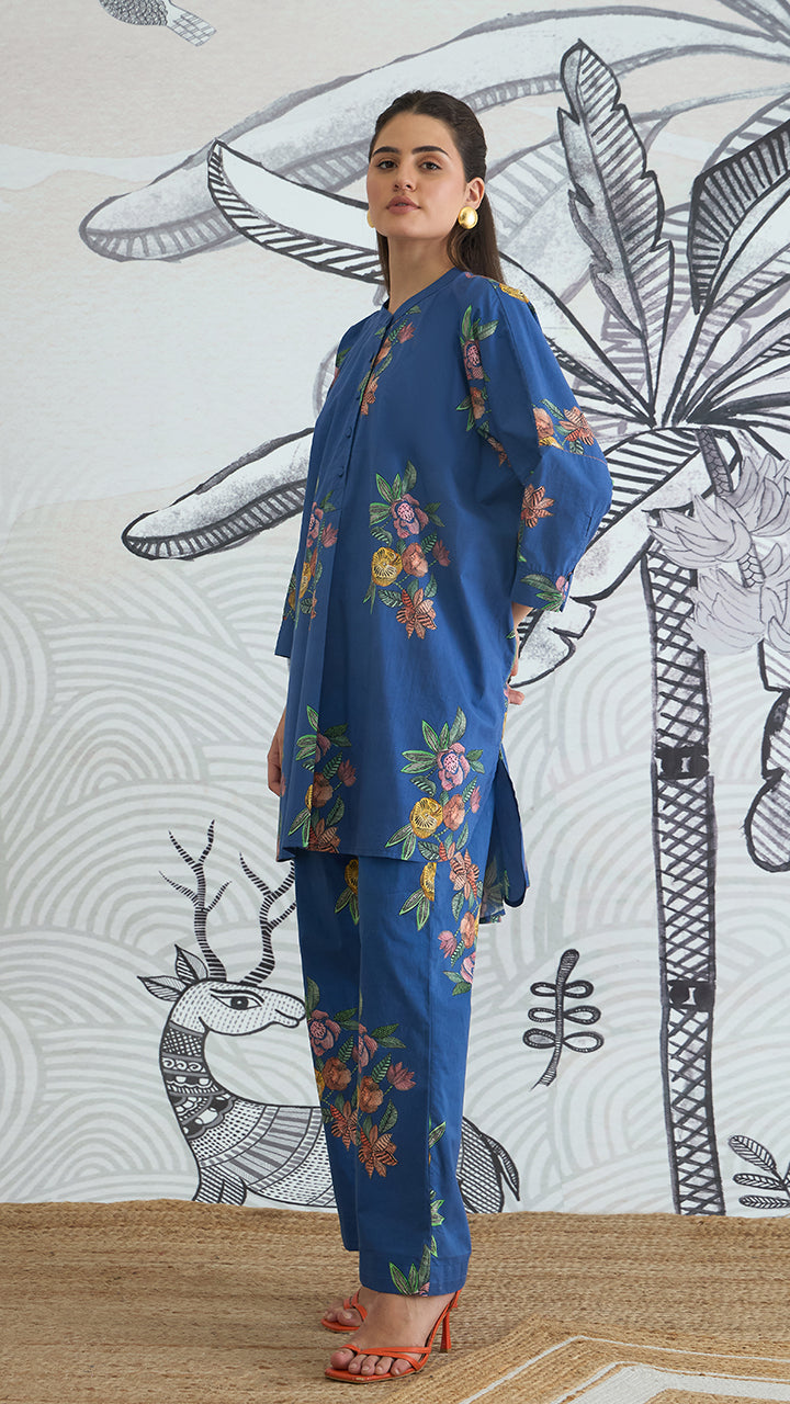 BLUE FLOWER KIMONO TUNIC