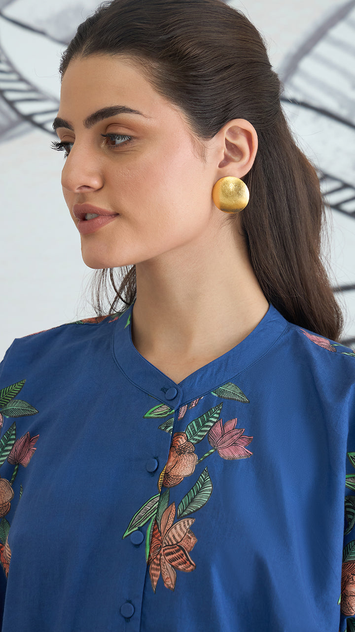 BLUE FLOWER KIMONO TUNIC