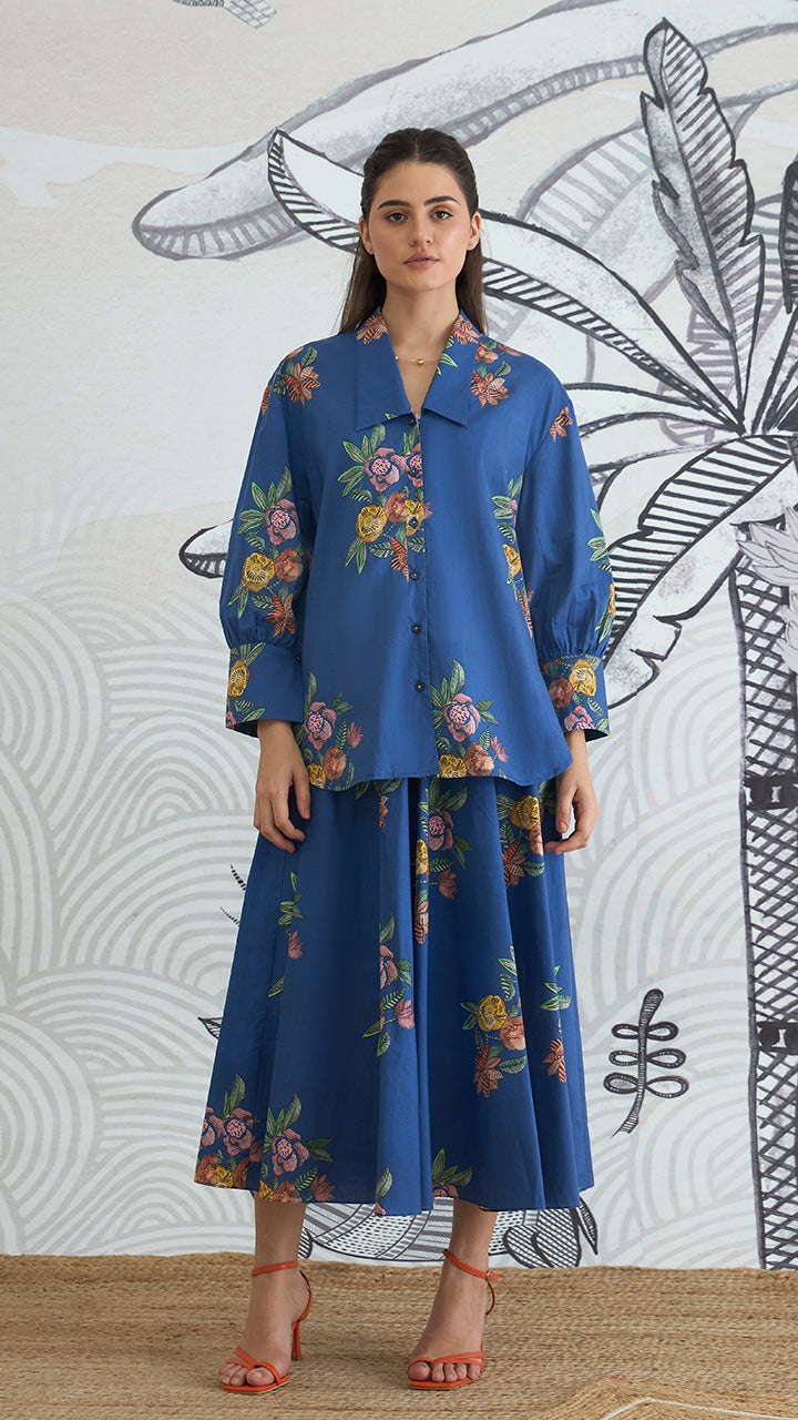 BLUE FLOWER SKIRT