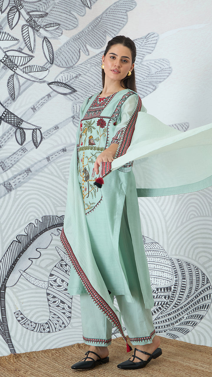 SAGE GREEN EMBROIDERY DUPATTA