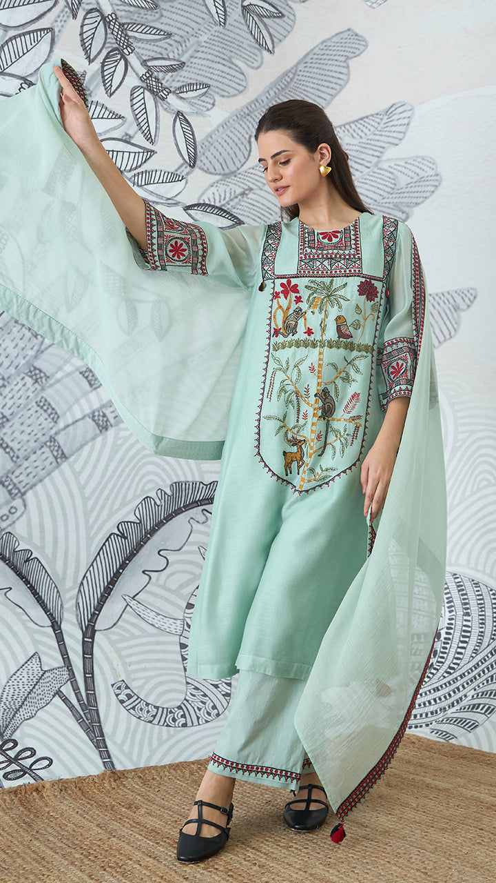 SAGE GREEN EMBROIDERY DUPATTA