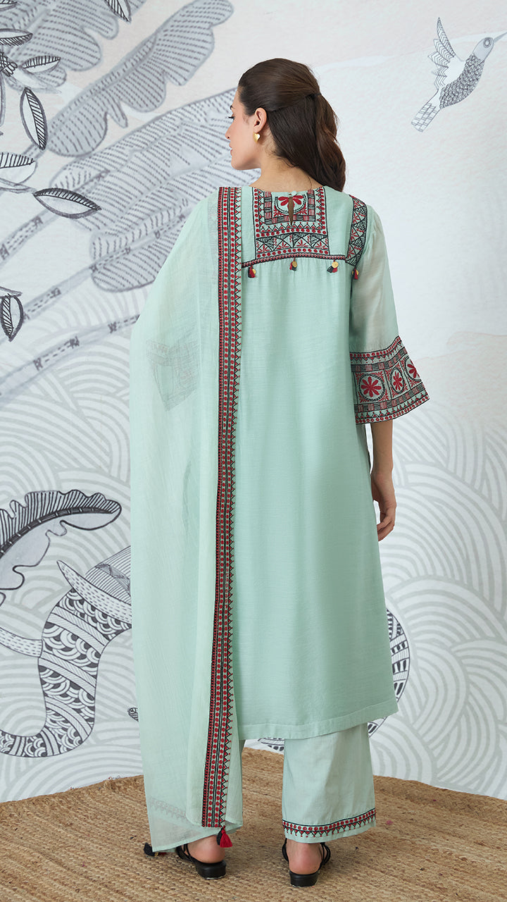 SAGE GREEN EMBROIDERY DUPATTA