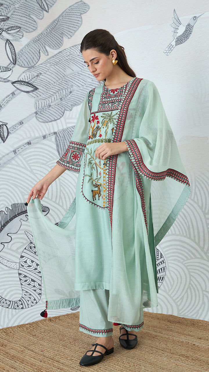 SAGE GREEN EMBROIDERY DUPATTA
