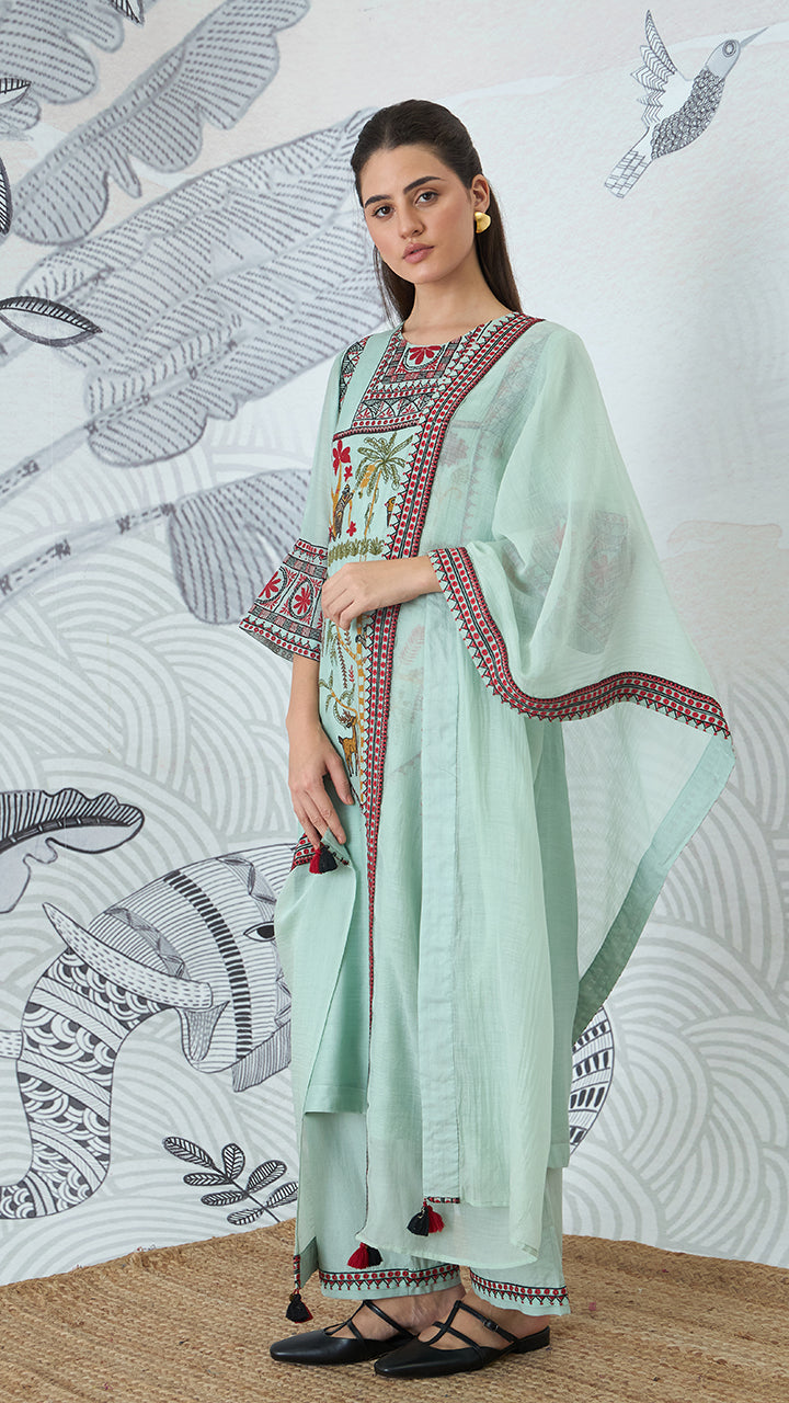 SAGE GREEN EMBROIDERY DUPATTA