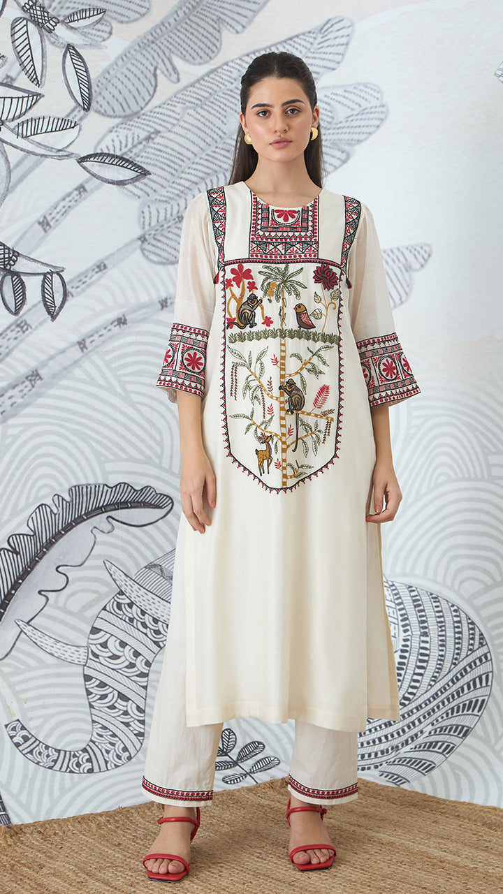 IVORY EMBROIDERY PANTS