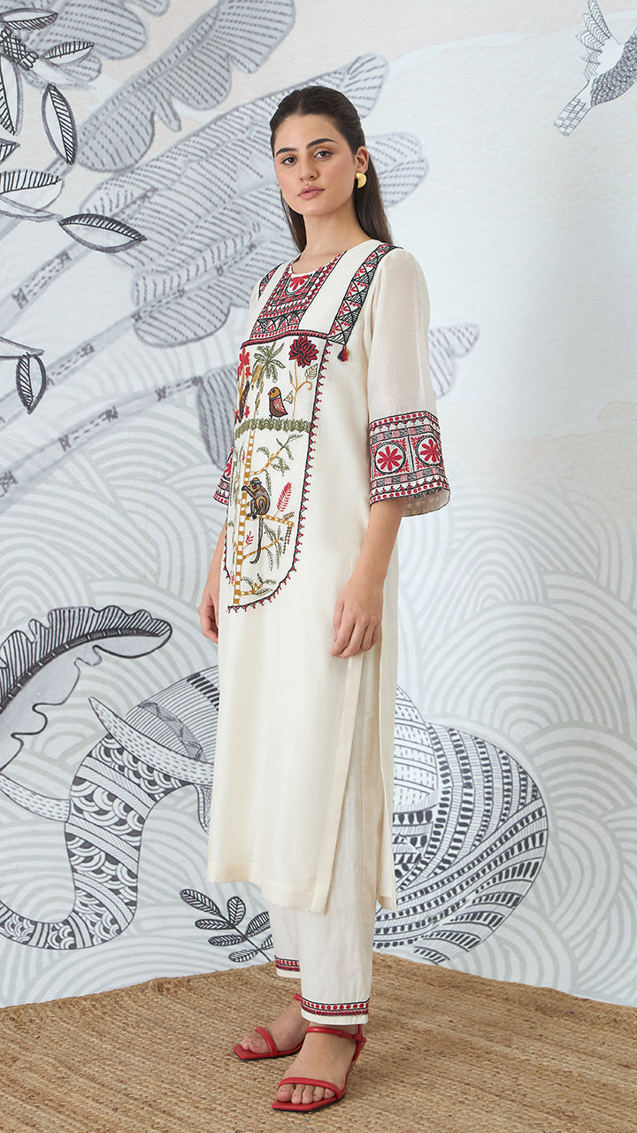 IVORY EMBROIDERY KURTA
