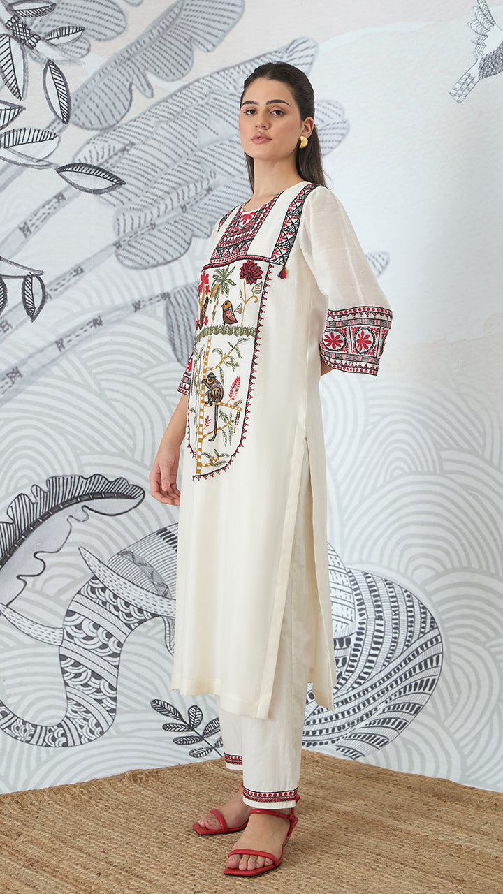 IVORY EMBROIDERY PANTS