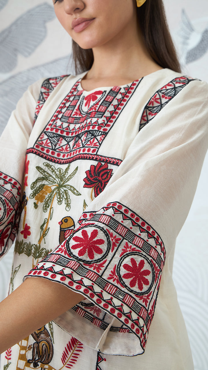 IVORY EMBROIDERY KURTA