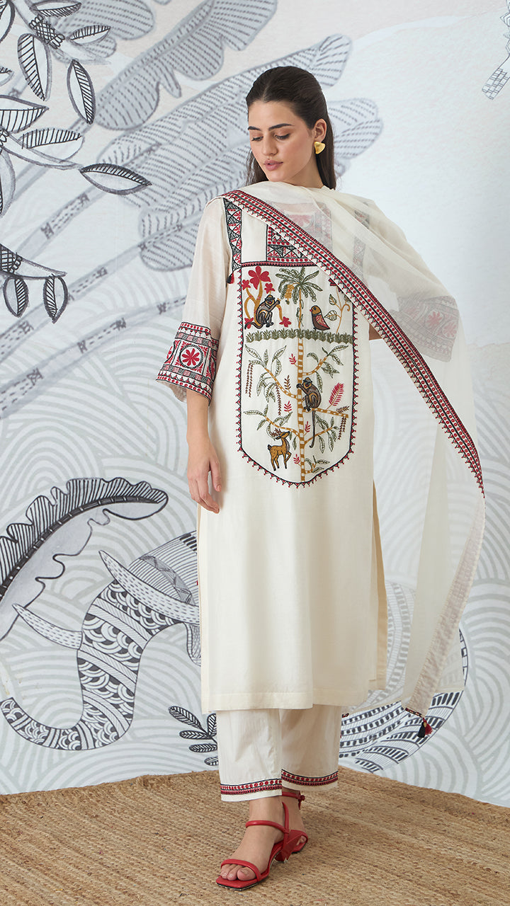 IVORY EMBROIDERY PANTS