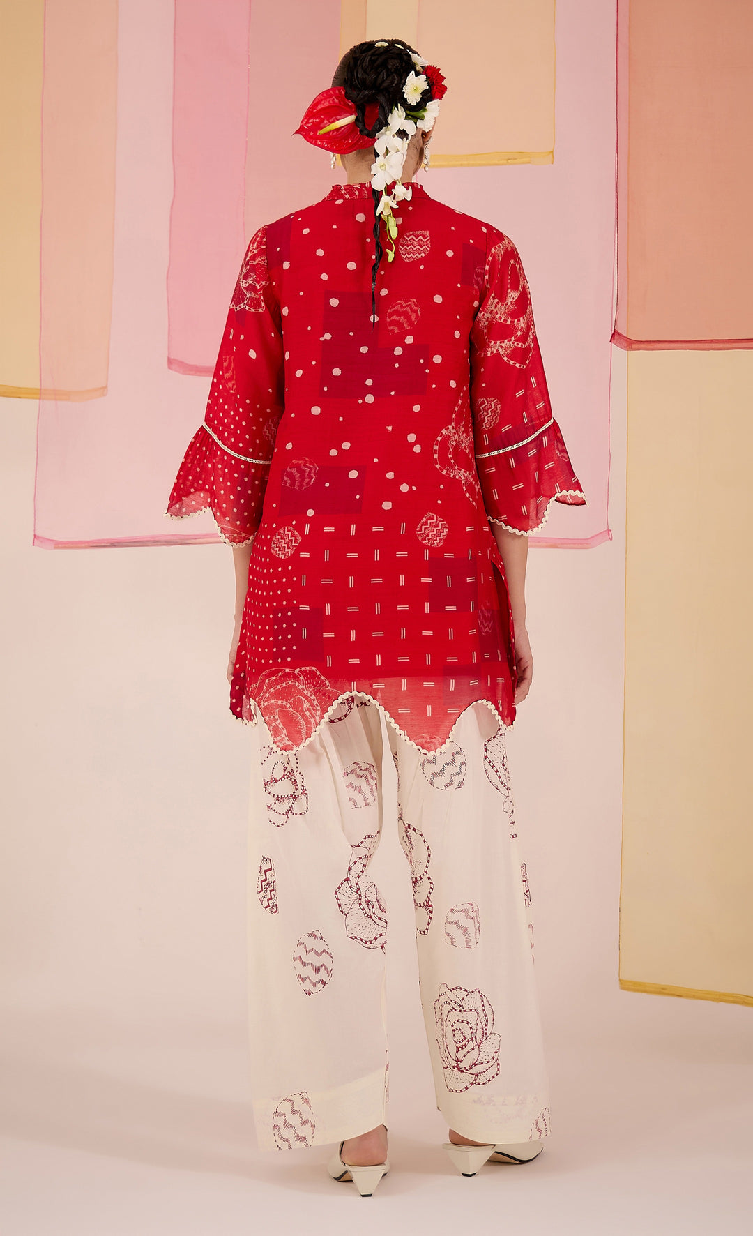 SAMAHAR: Red Cotton Farshi Salwar