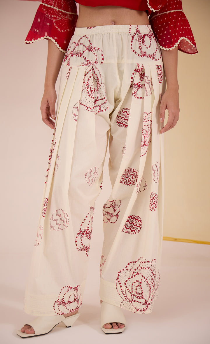 SAMAHAR: Red Cotton Farshi Salwar