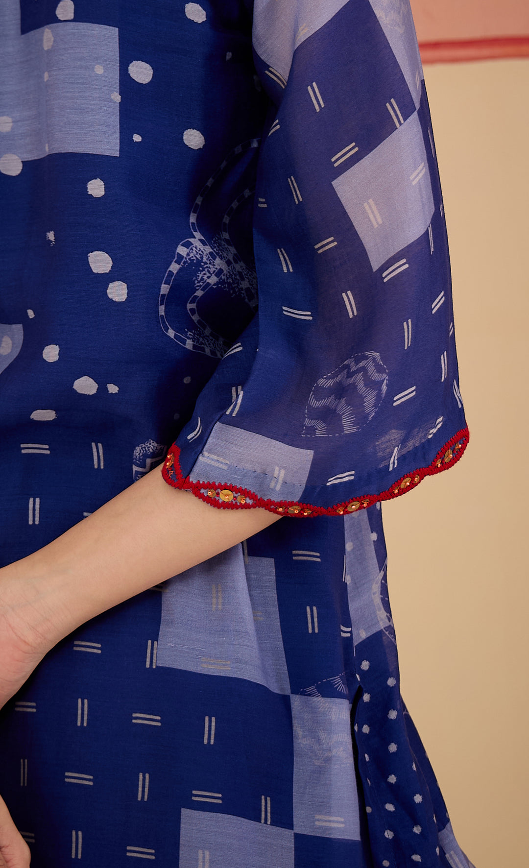SAMAHAR: Blue Festive Cotton Silk Kurta-2