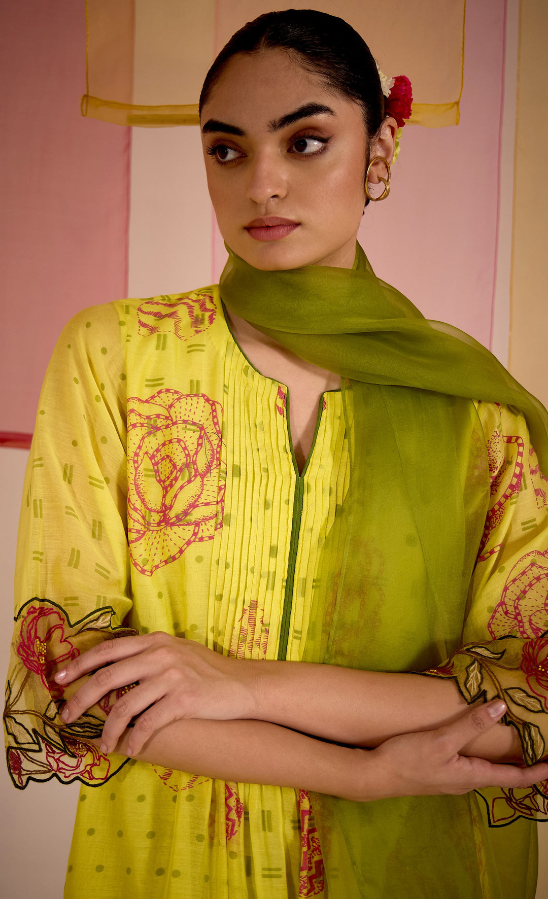 SAMAHAR: Olive Organza Dupatta