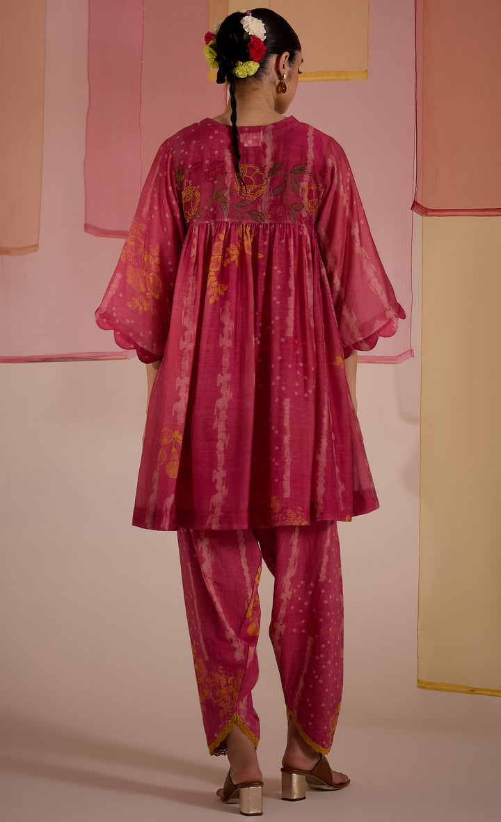 SAMAHAR: Blush Pink Side Gather Coord Set