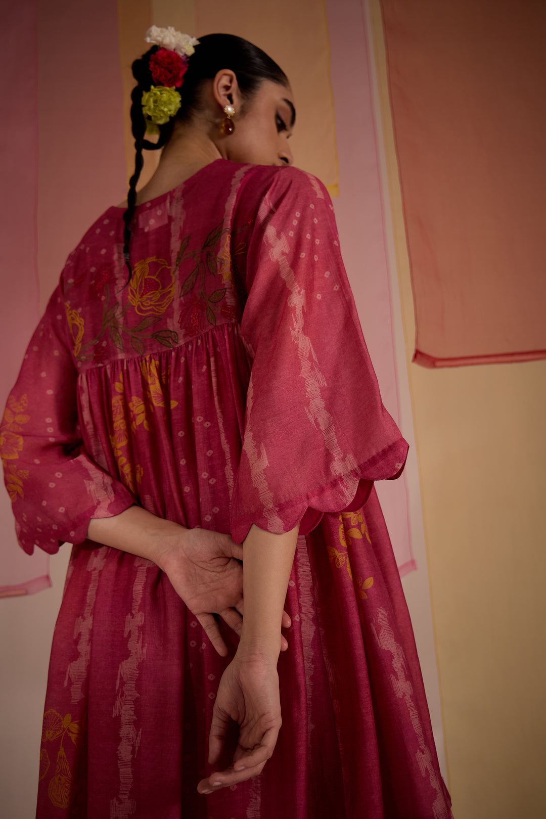 SAMAHAR: Blush Pink Side Gather Tunic