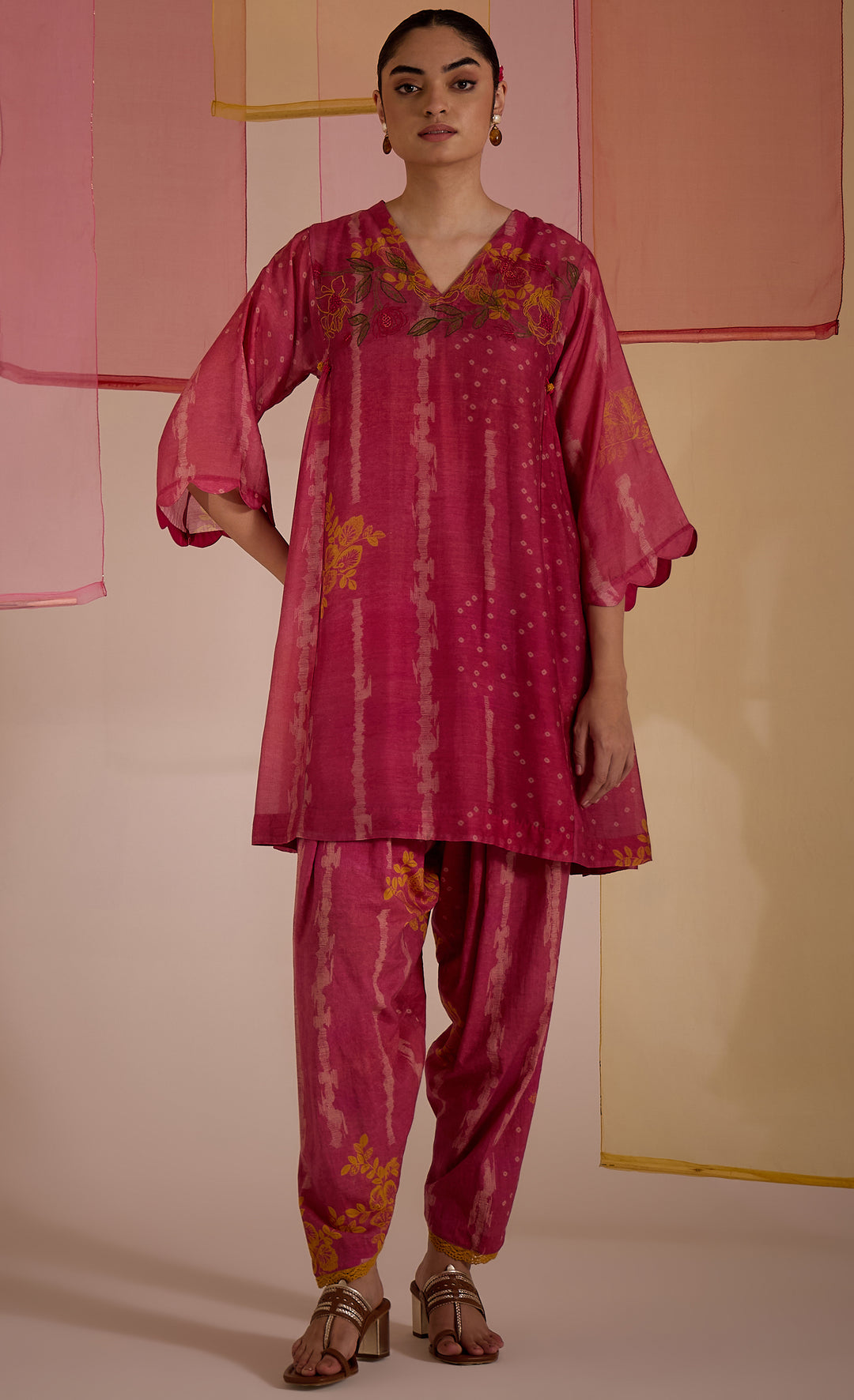 SAMAHAR: Blush Pink Side Gather Tunic