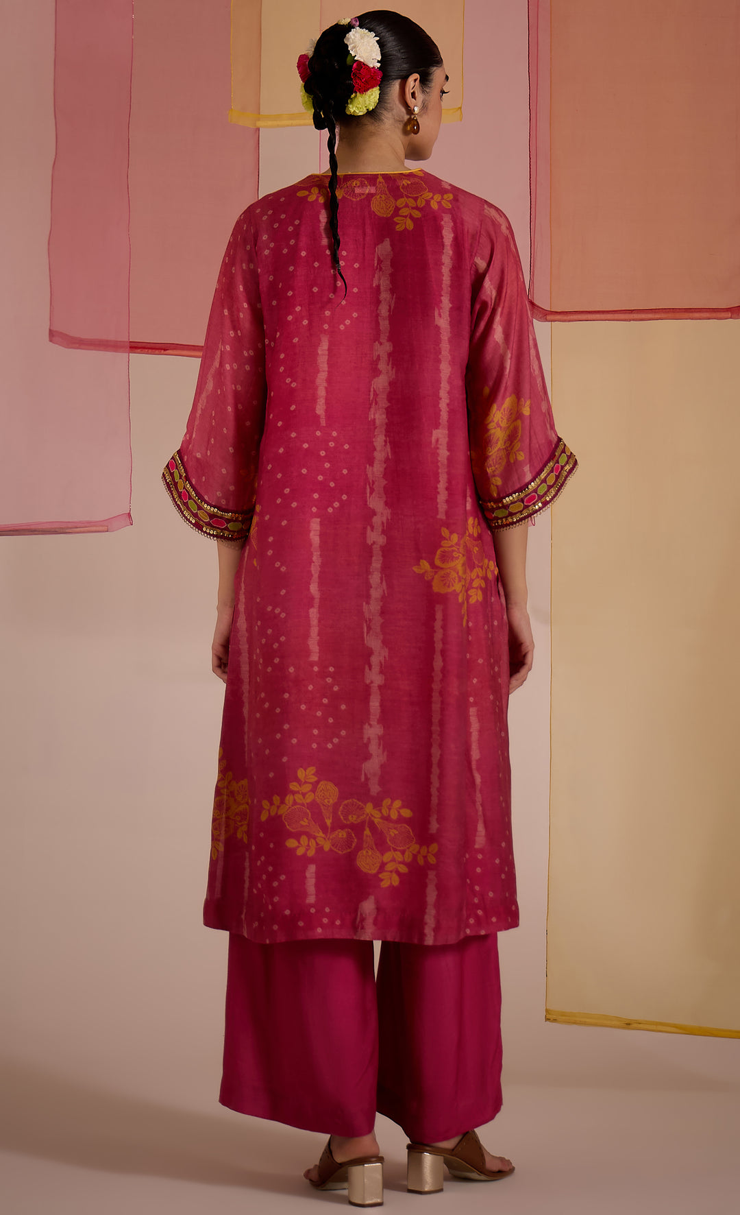 SAMAHAR: Blush Pink Cotton Silk Embroidered Kurta