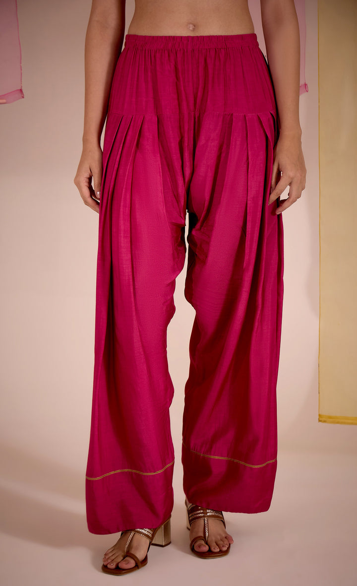 SAMAHAR: Blush Cotton Silk Farshi Salwar