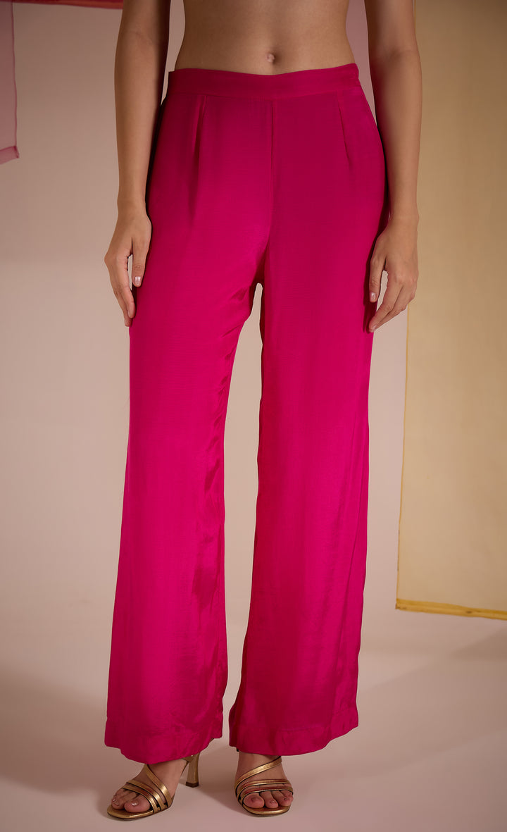 SAMAHAR: Pink Cotton Silk Pant