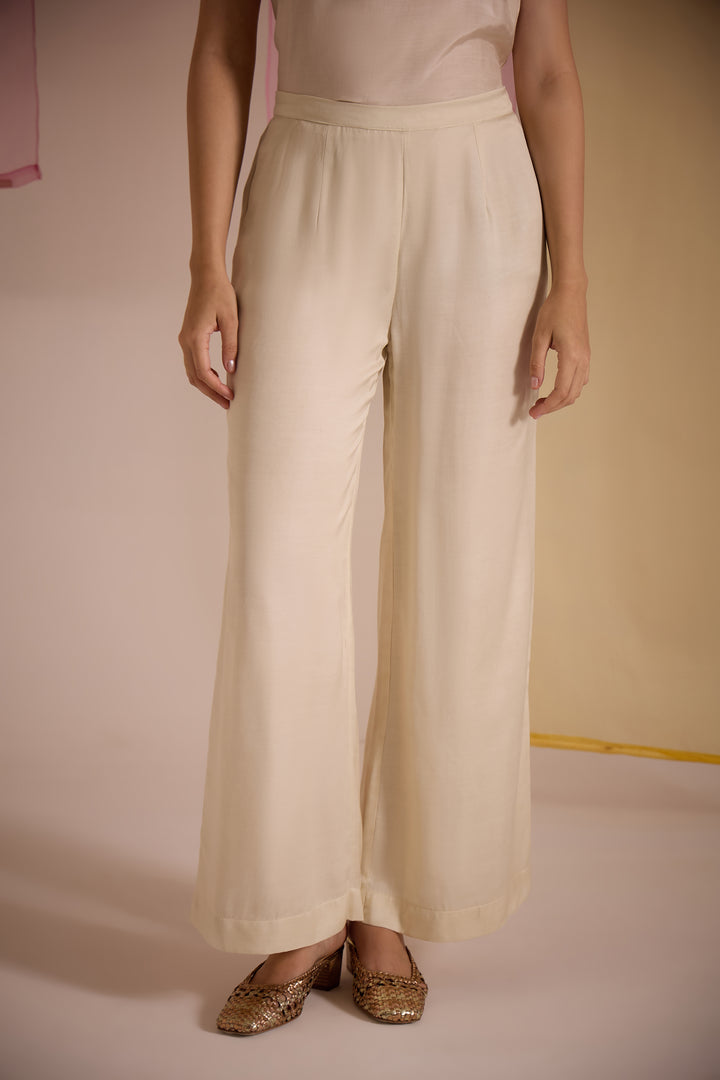 SAMAHAR: Ivory Satin Pant