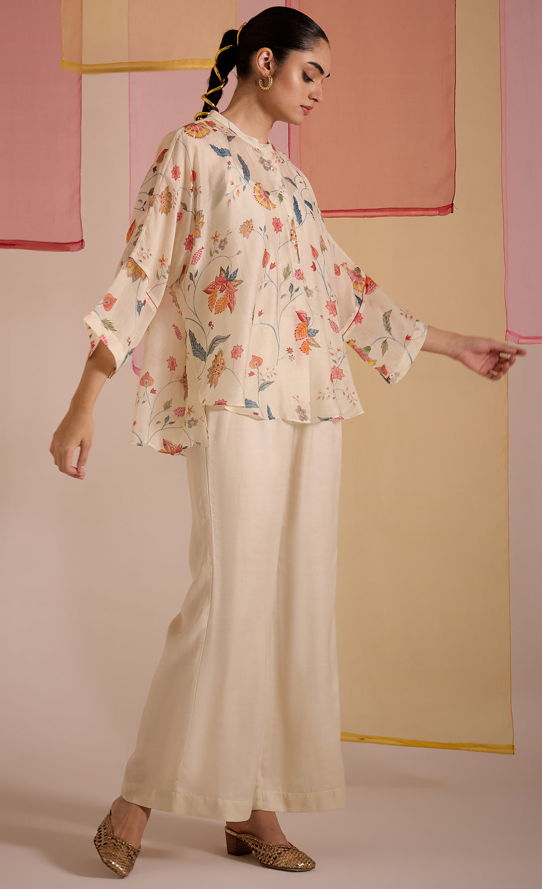 SAMAHAR: Ivory Satin Pant