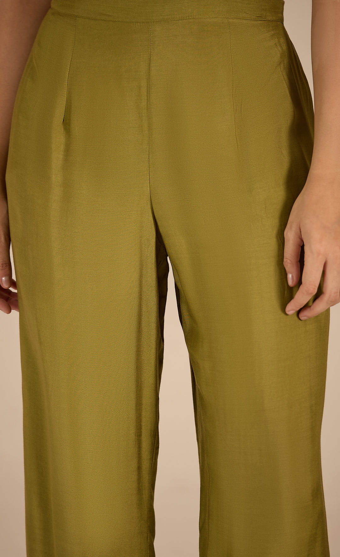 Baithak:  Green and Gold Chevron Straight Pant