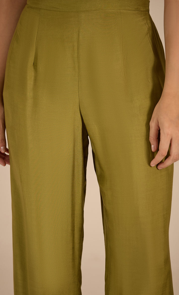 Baithak:  Green and Gold Chevron Straight Pant
