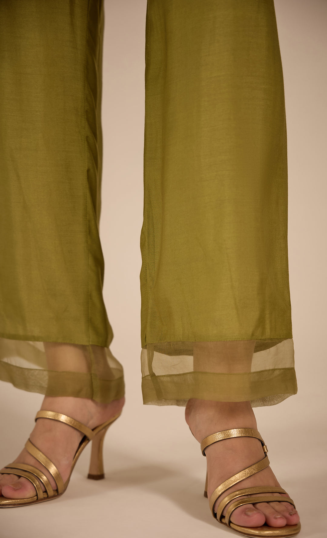 Baithak:  Green and Gold Chevron Straight Pant