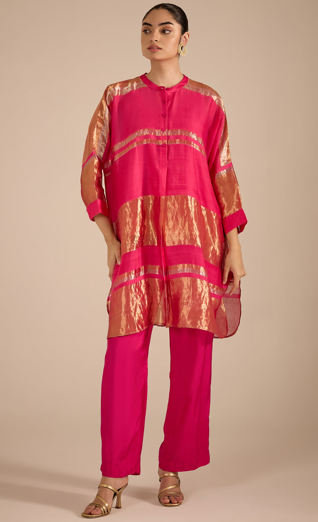 Baithak: Pink Tissue Kimono