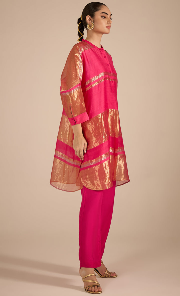 Baithak: Pink Tissue Kimono