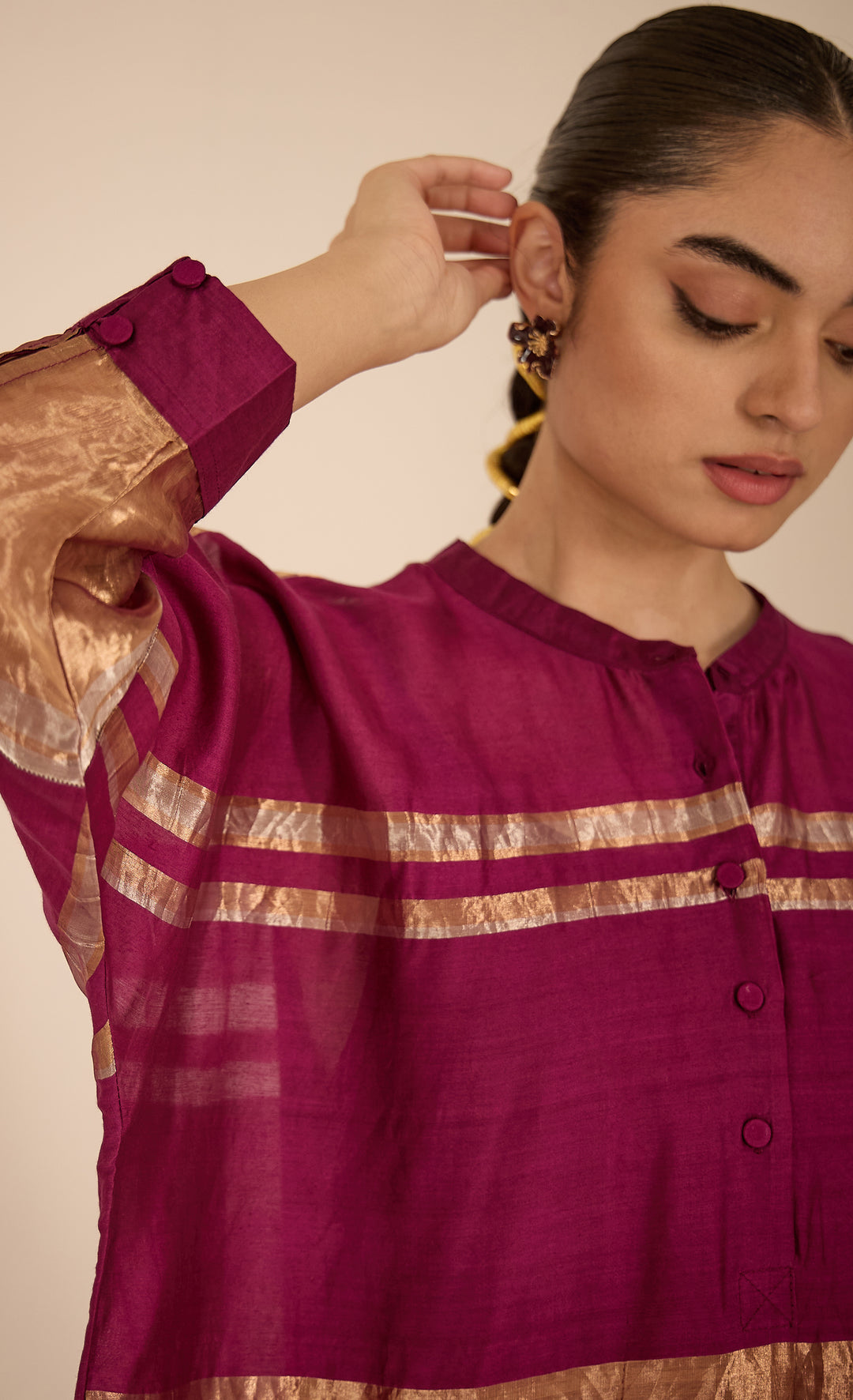 Baithak: Purple Tissue Kimono