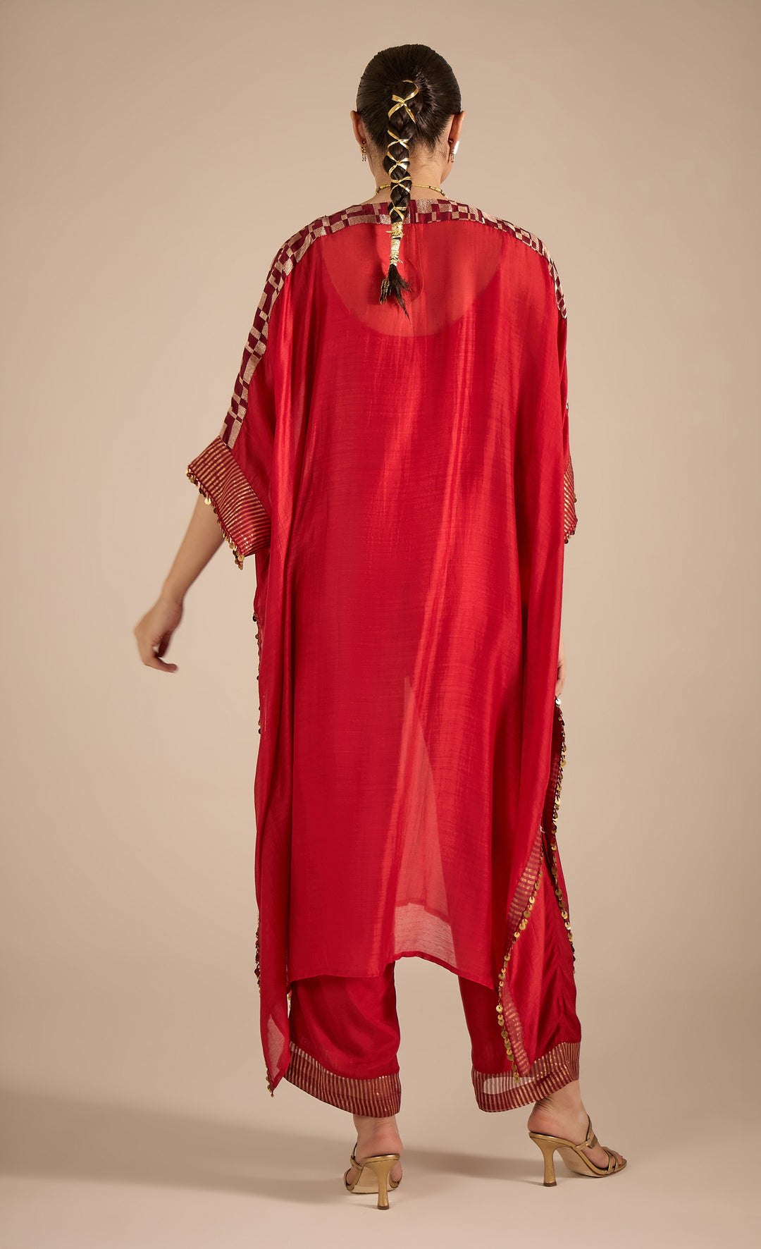 Baithak: Red Jewel Yok Kaftan Set