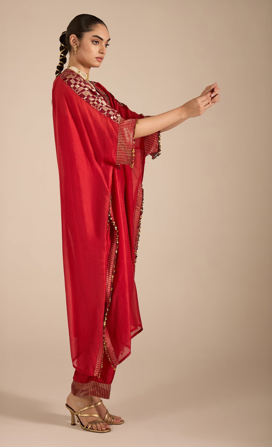 Baithak: Red Jewel Yok Kaftan Set