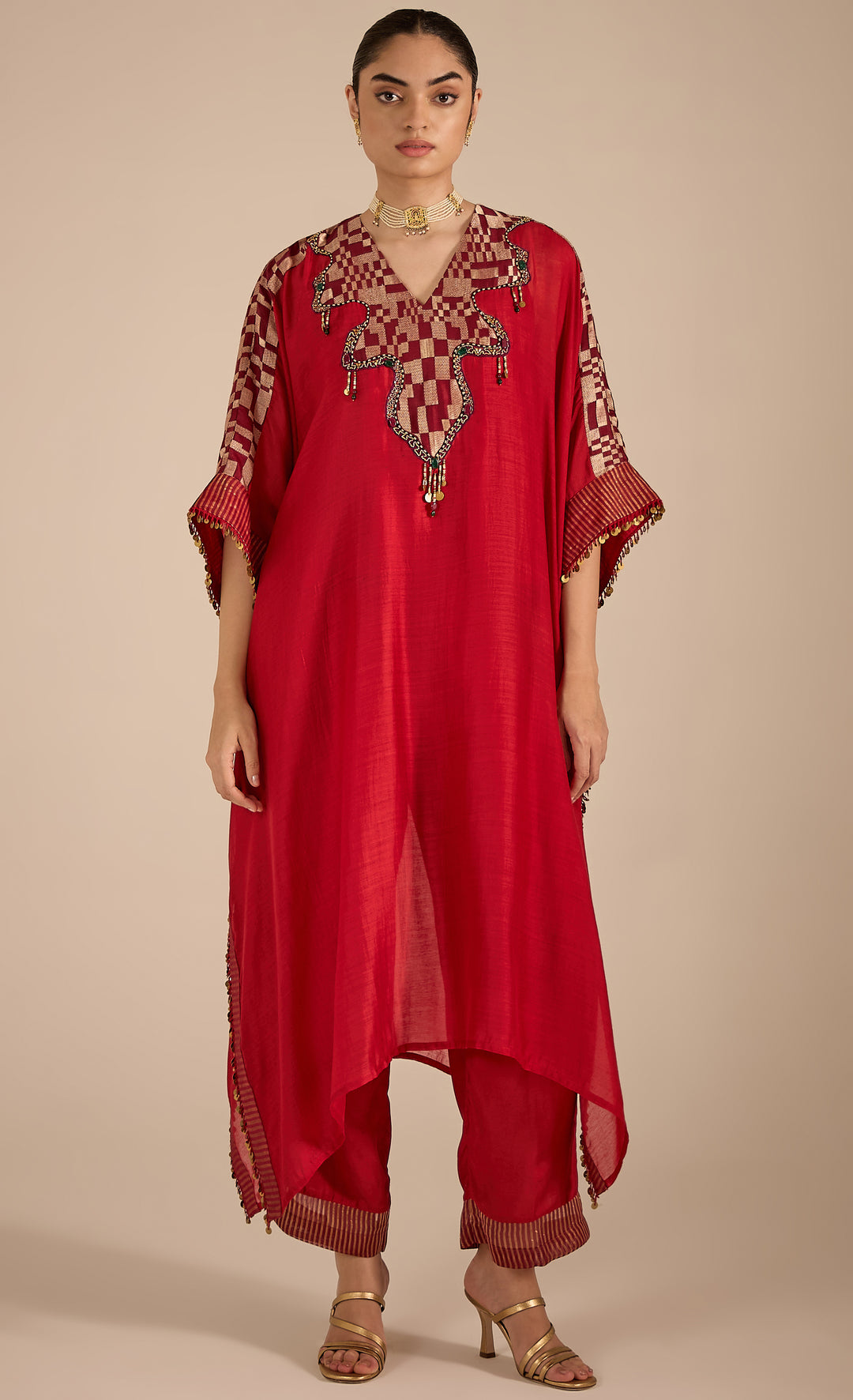 Baithak: Red Boarder Pant