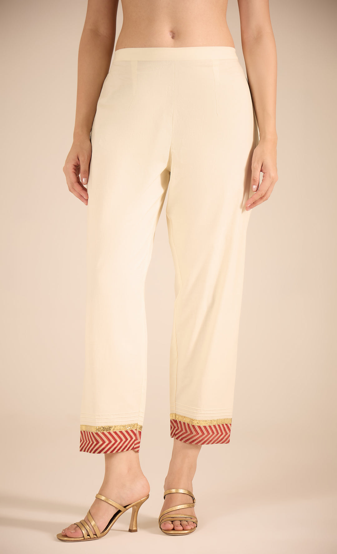 SAMAHAR: Ivory Cotton Straight Pant