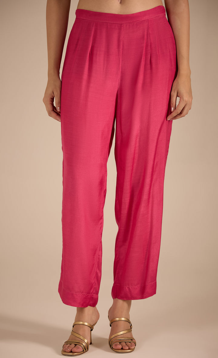 BAITHAK: Pink Cotton Silk  Pant