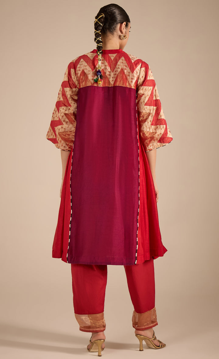 BAITHAK: Chevron Red and Purple Kurta