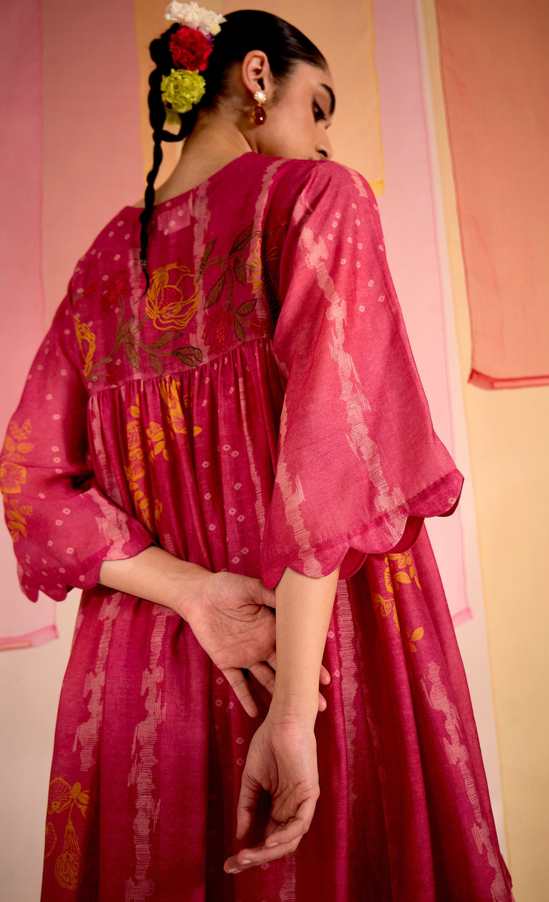 SAMAHAR: Blush Pink Side Gather Tunic