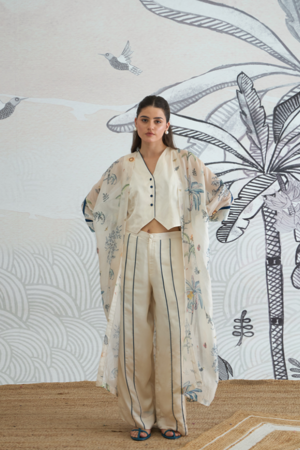 JUNGLE LONG CAPE WITH WAISTCOAT TOP AND PANTS