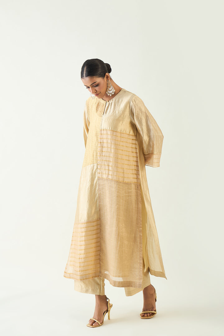 Wide cotton silk Pants - Beige